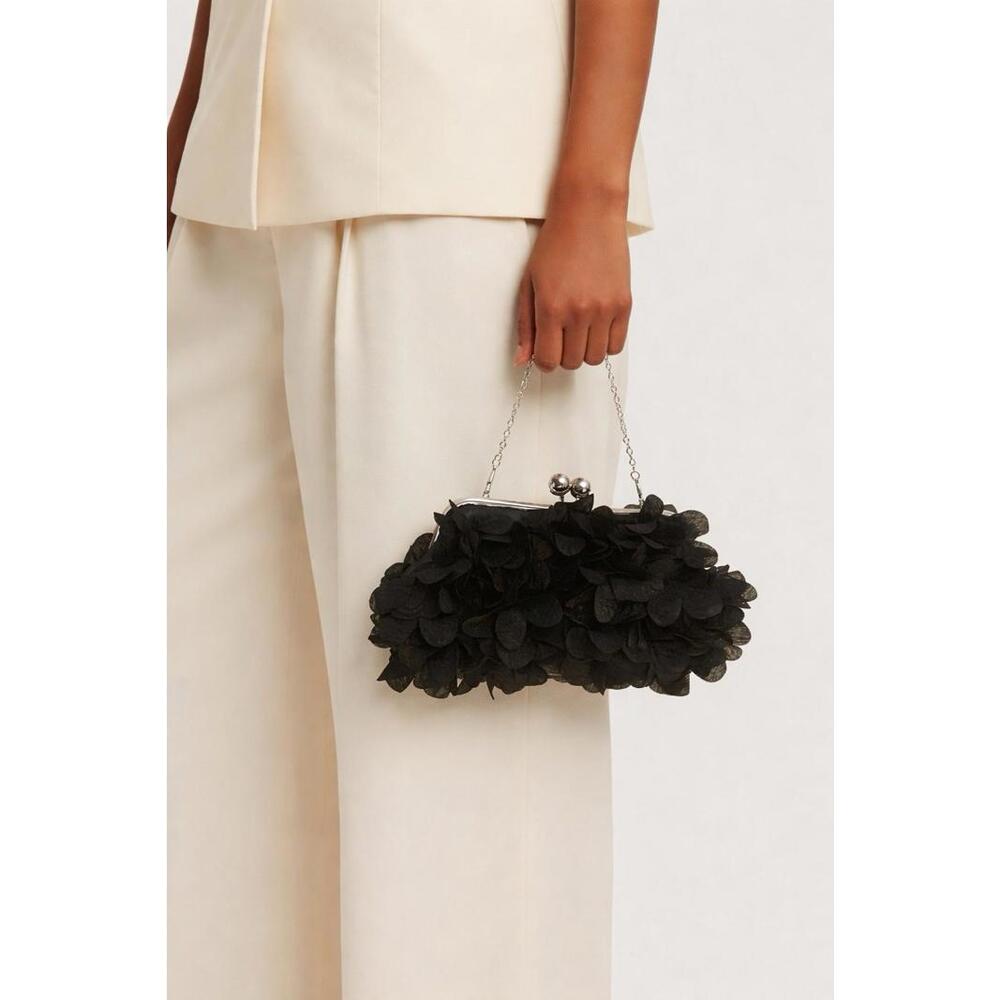 Jambhala Black Chiffon Flower Clutch Bag. NWOT. Free Shipping